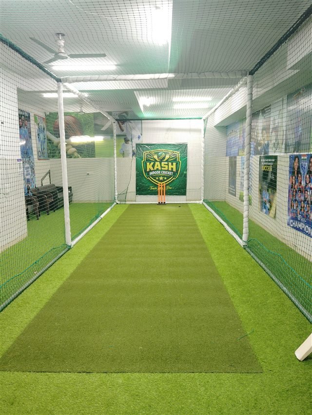 Full-length view of the indoor practice lane